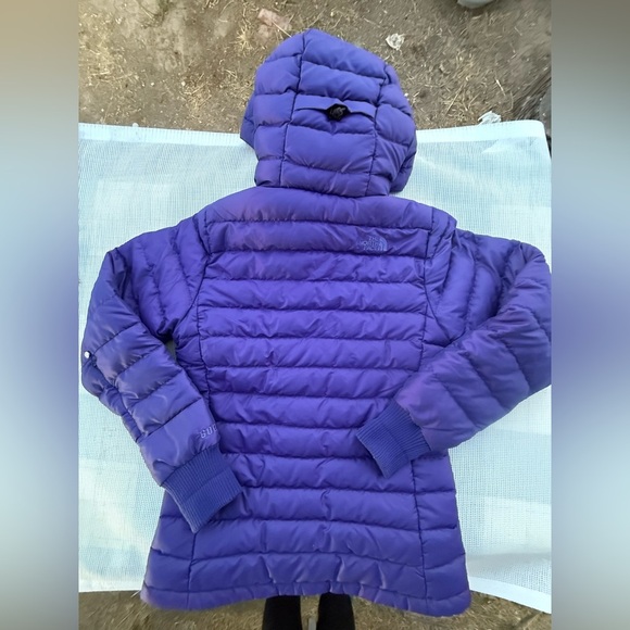 WOMENS  The North Face Totally Down Hooded Jacket SZ S/P Purple 600 - Picture 5 of 16